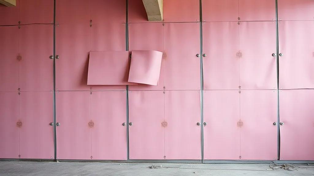 Parete di lastre rosa resistenti al fuoco avvitate sull'orditura