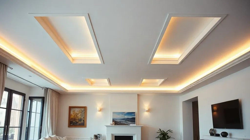 Soffitto con tre riquadri ribassati e la luce nascosta nelle velette