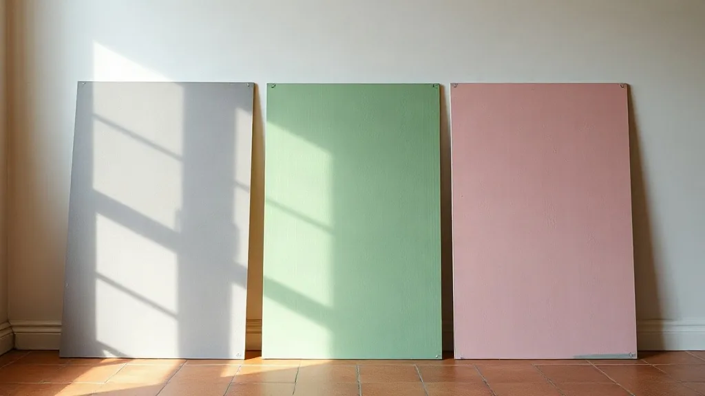 Tre lastre a confronto: quella standard grigia, la verde idrofuga e la rosa ignifuga
