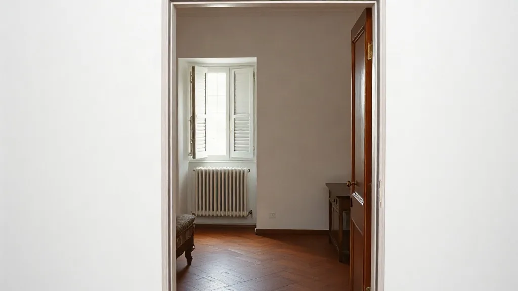 Il vano porta ricavato nel tramezzo nuovo, con la stanza accanto che si vede